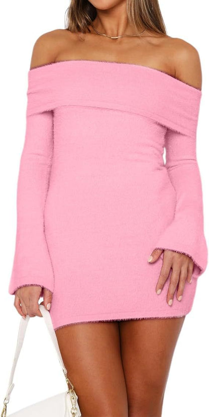 Women's Skinny Sheath Long Sleeve Sweater Dress