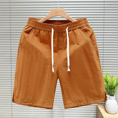 Drawstring Shorts Men's Fifth Loose Cargo Beach Pants