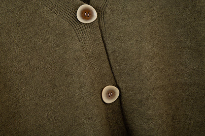 V-neck Cardigan Sweater Wide-leg Pants Suit