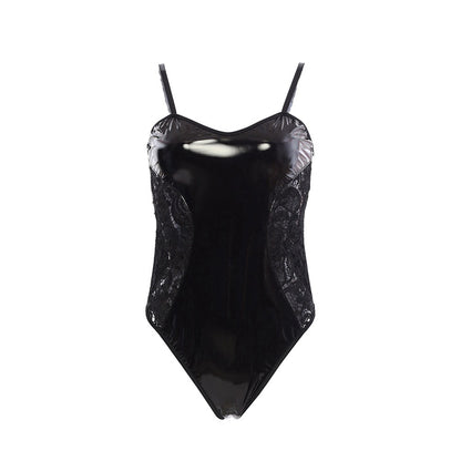Women's Black Lace Home One Piece Pajamas