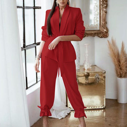 New Fashion Solid Color Casual Two Piece Suit