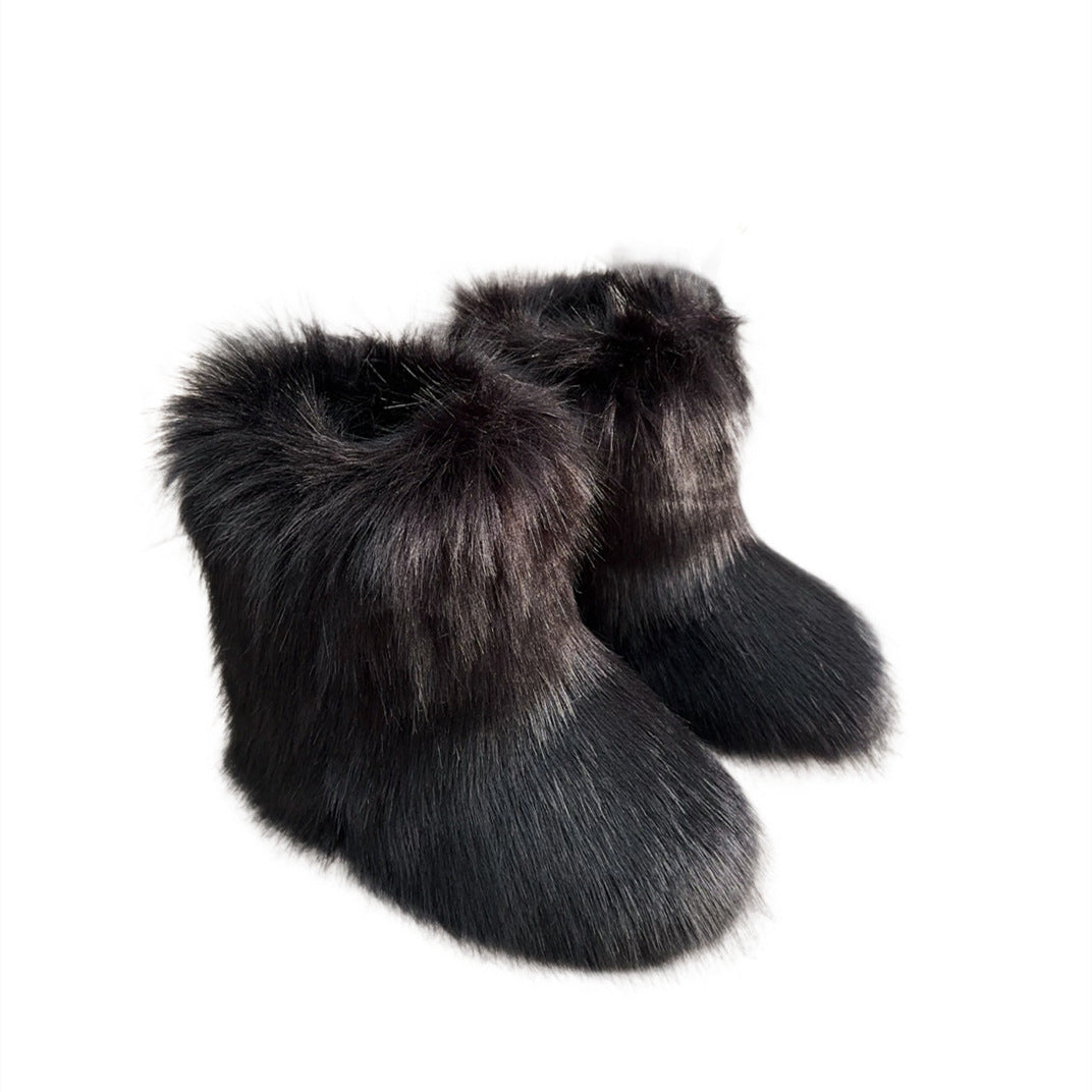 Women's Closed Toe Warm Fluffy Plush Snow Boots
